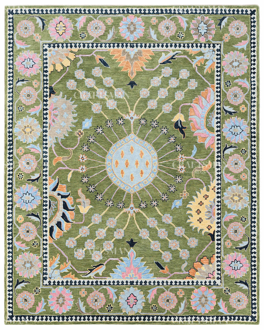 8x10 Feet Wool Hand-Tufted Rug | Vintage Floral Botanical Design | Craftsman Rugs Exclusive (Copy)