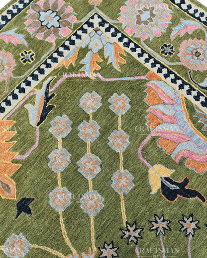 8x10 Feet Wool Hand-Tufted Rug | Vintage Floral Botanical Design | Craftsman Rugs Exclusive (Copy)