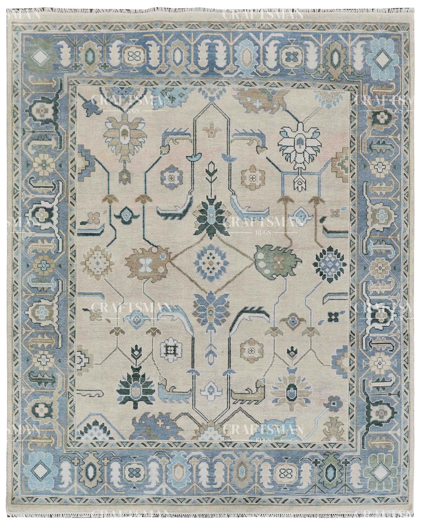 8x10 feet Wool Hand-Knotted Oushak-Inspired Rug | Craftsman Rugs Exclusive