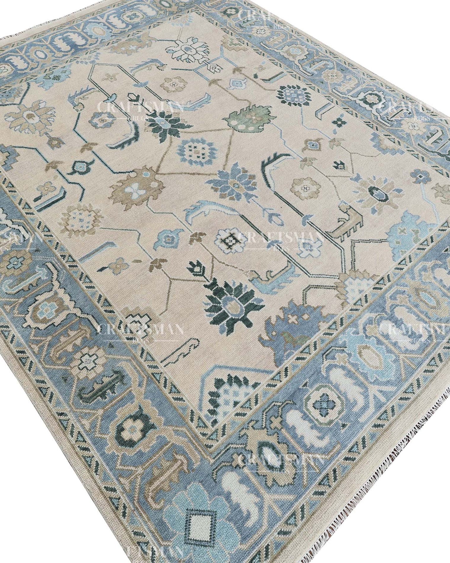 8x10 feet Wool Hand-Knotted Oushak-Inspired Rug | Craftsman Rugs Exclusive