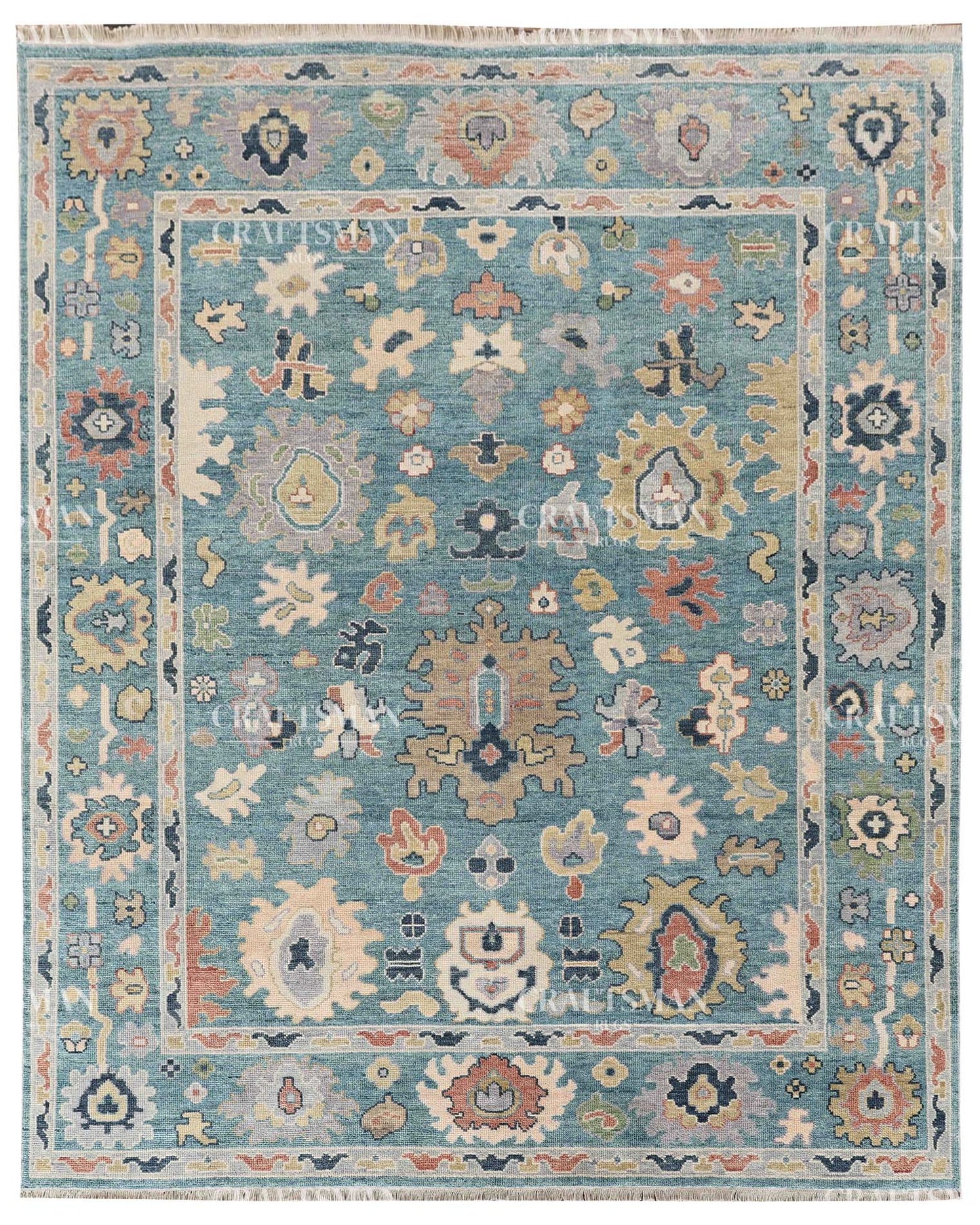 Solrin Wool Hand-Knotted Oushak-Inspired Rug