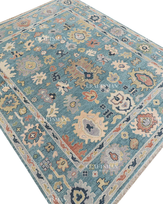 Solrin Wool Hand-Knotted Oushak-Inspired Rug