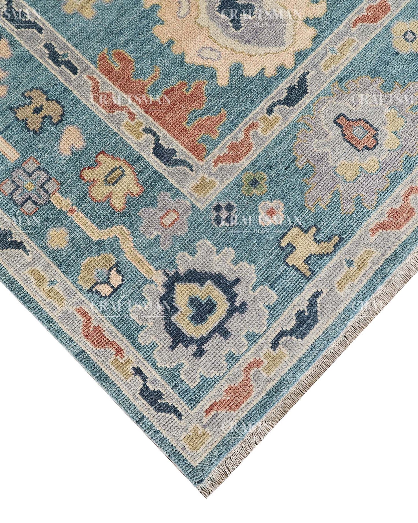 Solrin Wool Hand-Knotted Oushak-Inspired Rug
