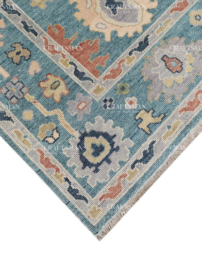 Solrin Wool Hand-Knotted Oushak-Inspired Rug