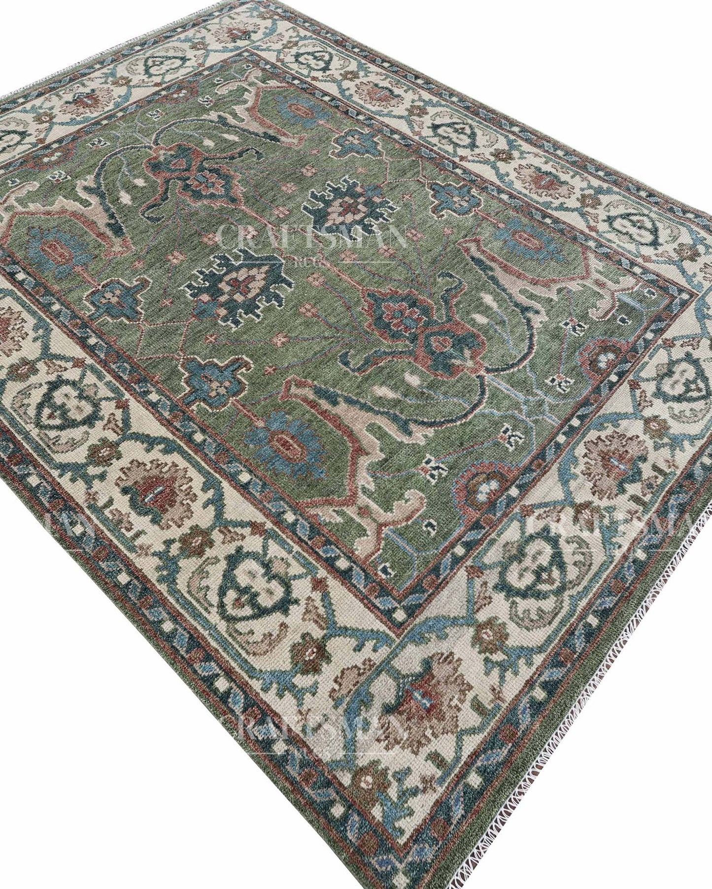 Varnis Wool Hand-Knotted Oushak-Inspired Rug