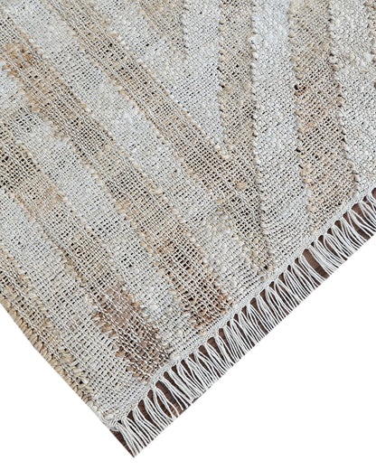 Handmade Beige & Ivory Jute Rug, Geometric Star Pattern Natural Fiber Area Rug, Neutral Boho Handwoven Carpet