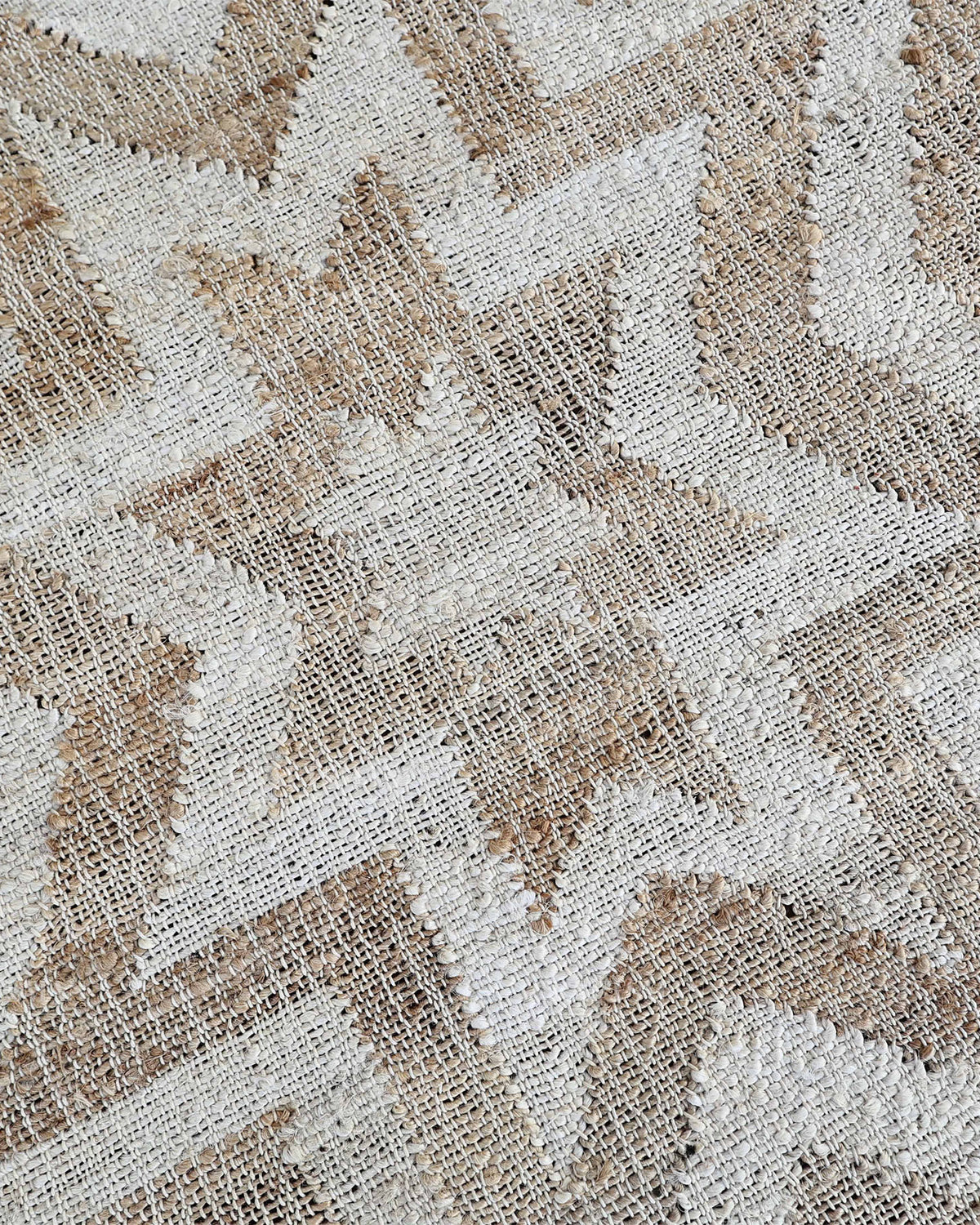 Handmade Beige & Ivory Jute Rug, Geometric Star Pattern Natural Fiber Area Rug, Neutral Boho Handwoven Carpet