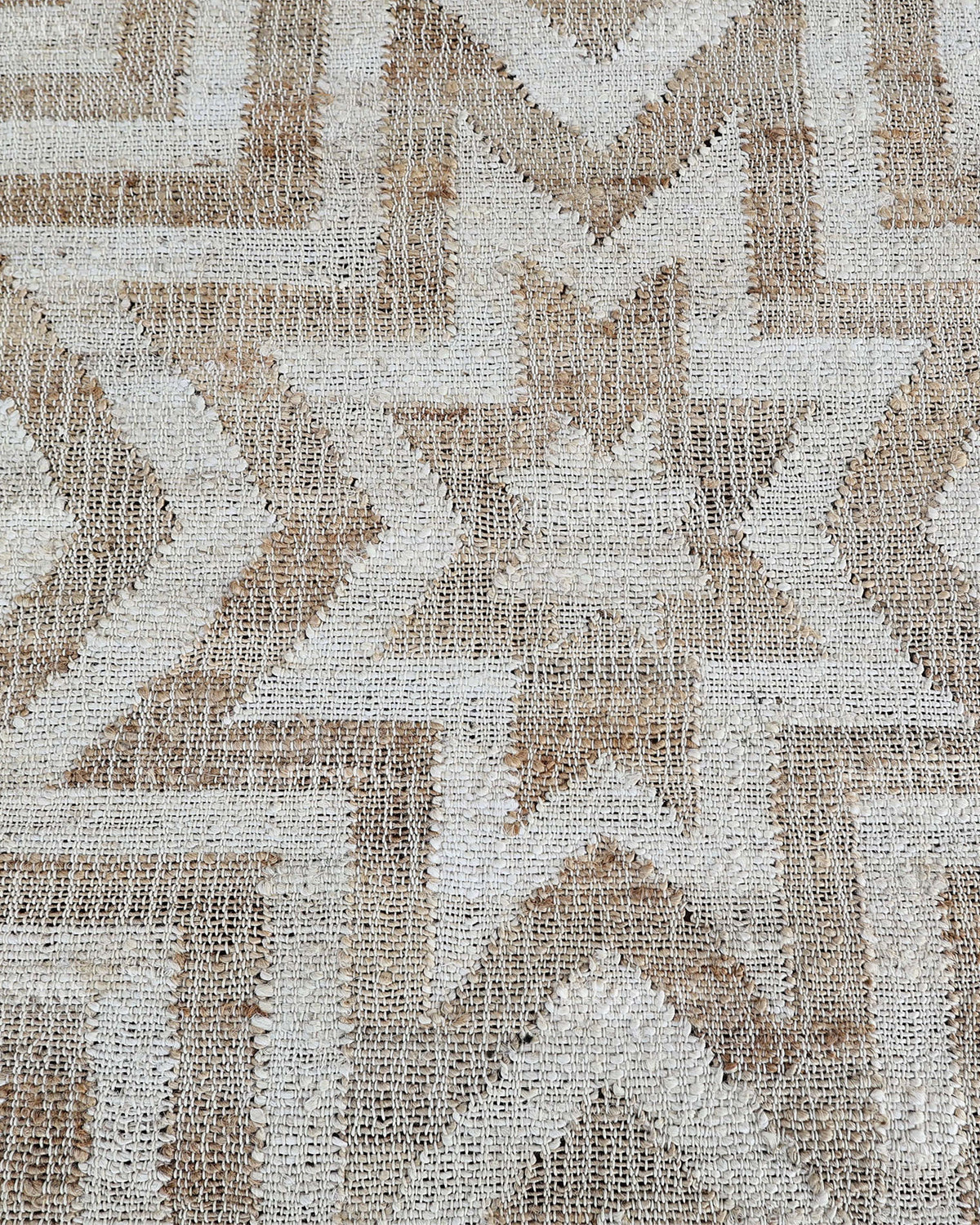 Handmade Beige & Ivory Jute Rug, Geometric Star Pattern Natural Fiber Area Rug, Neutral Boho Handwoven Carpet