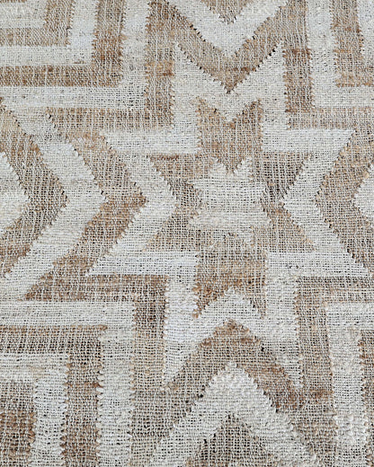 Handmade Beige & Ivory Jute Rug, Geometric Star Pattern Natural Fiber Area Rug, Neutral Boho Handwoven Carpet