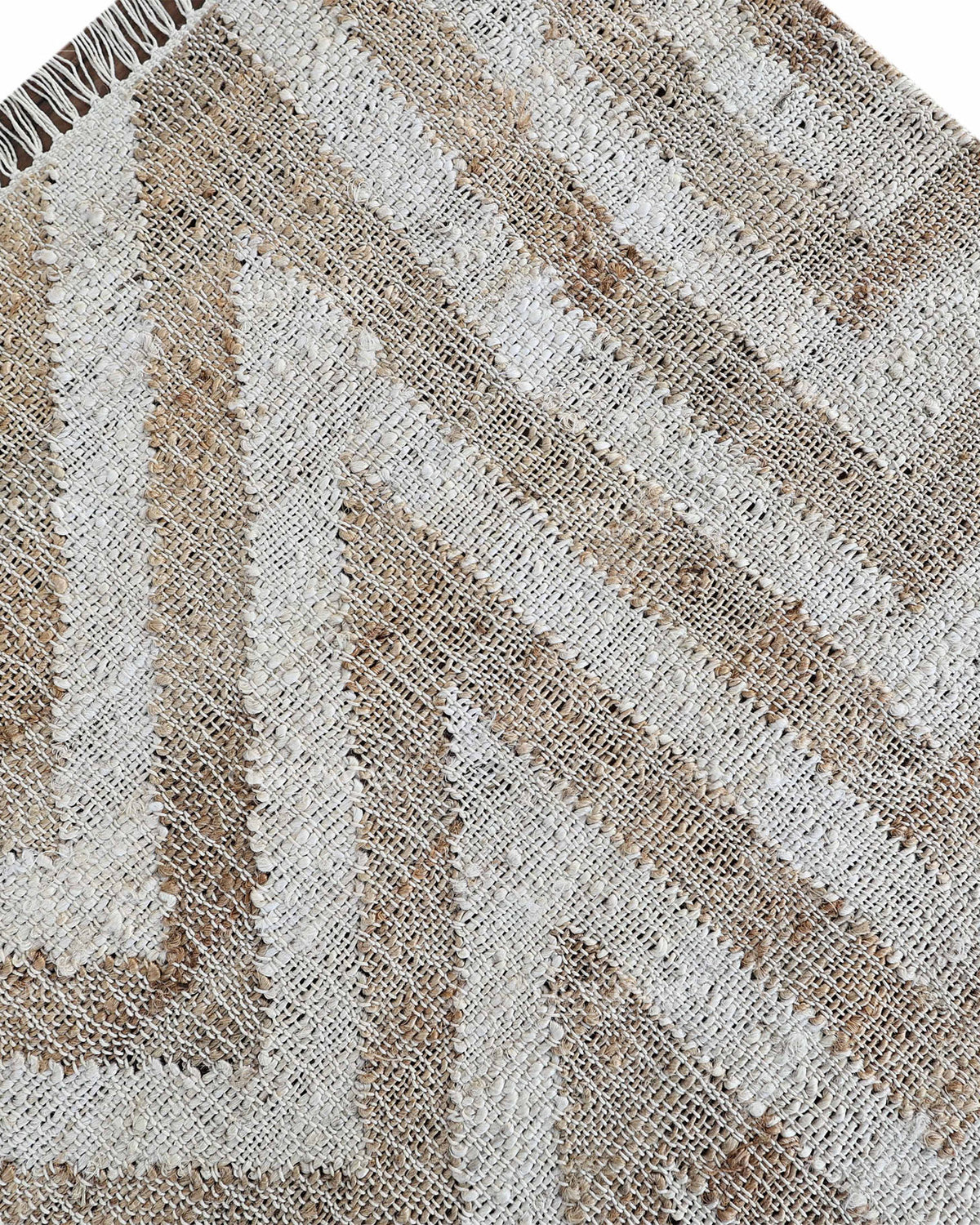 Handmade Beige & Ivory Jute Rug, Geometric Star Pattern Natural Fiber Area Rug, Neutral Boho Handwoven Carpet