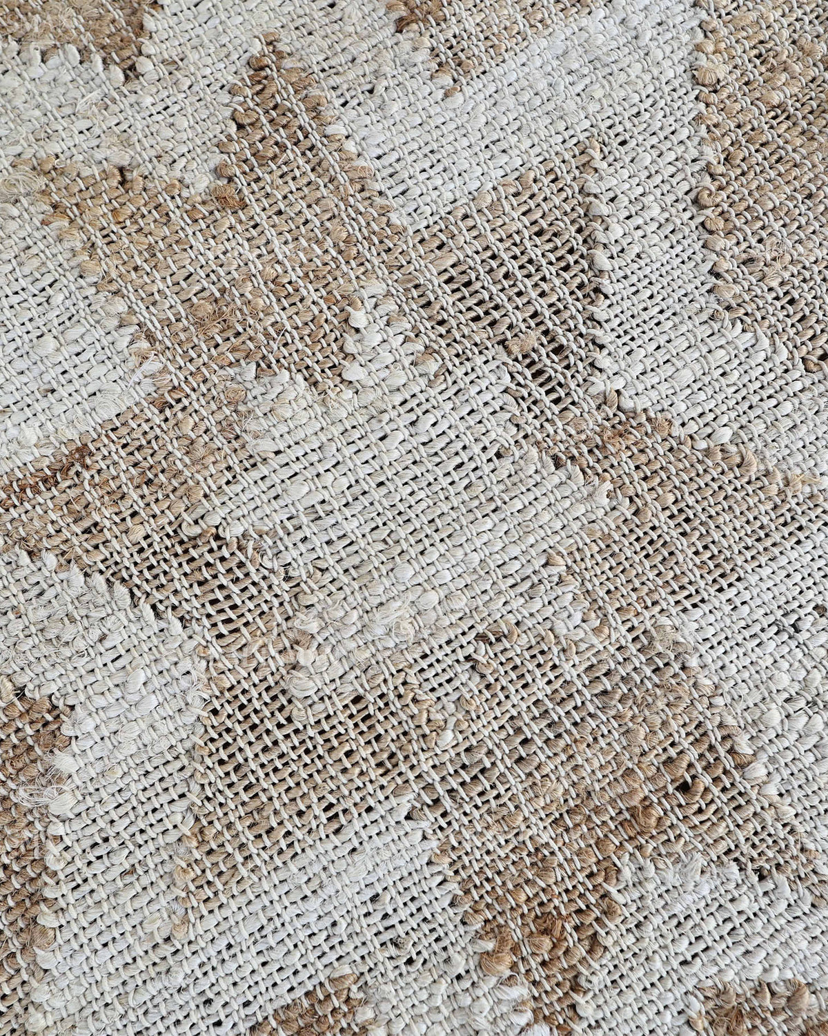 Handmade Beige & Ivory Jute Rug, Geometric Star Pattern Natural Fiber Area Rug, Neutral Boho Handwoven Carpet