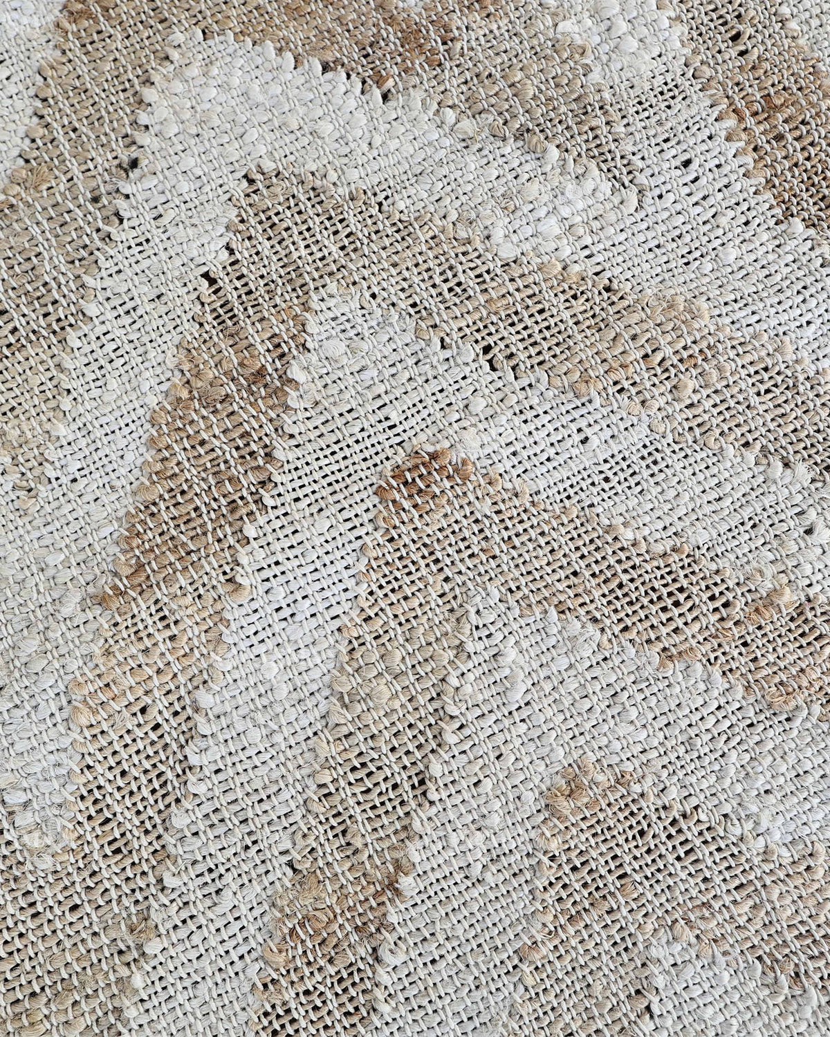 Handmade Beige & Ivory Jute Rug, Geometric Star Pattern Natural Fiber Area Rug, Neutral Boho Handwoven Carpet