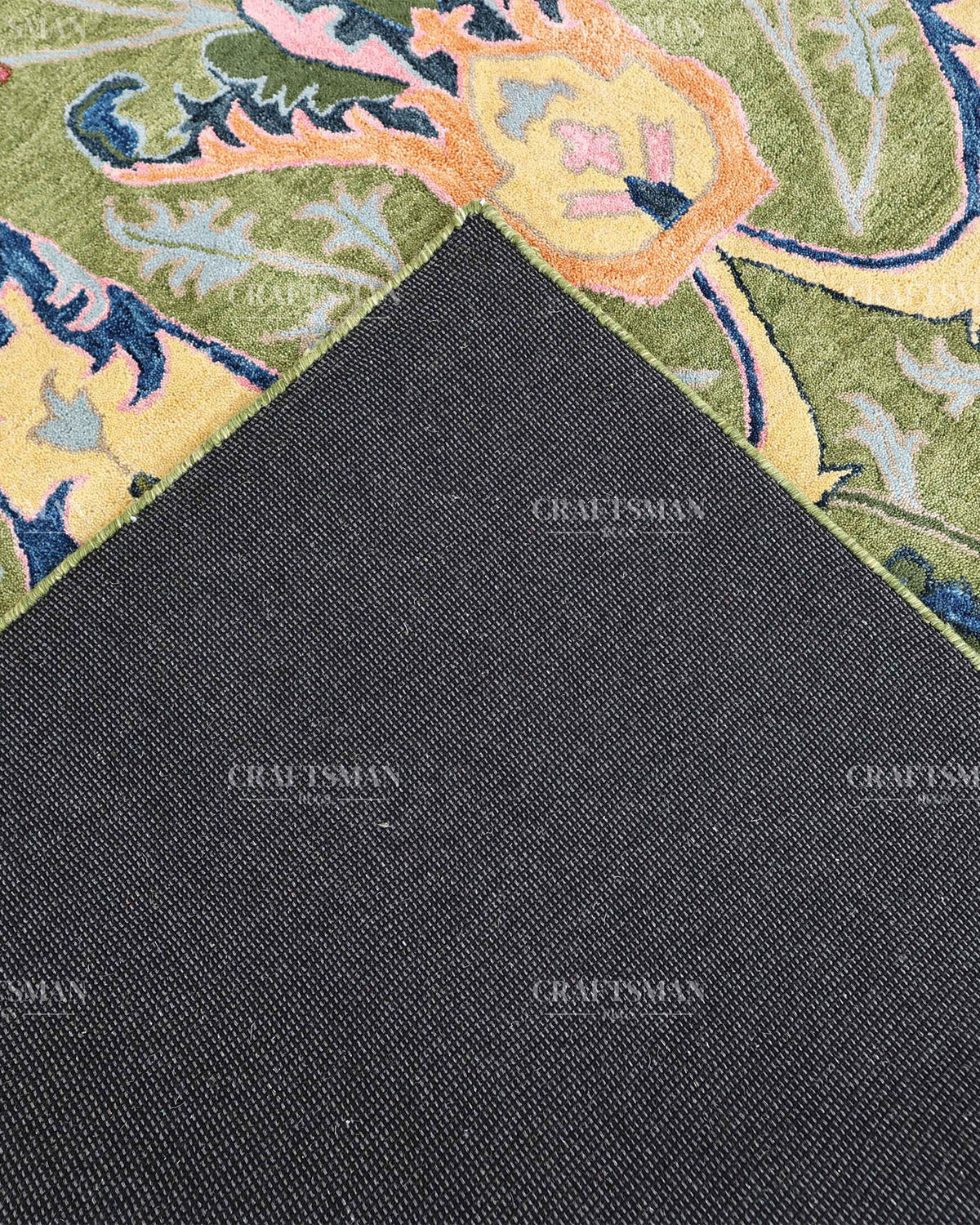 Hand Tufted Olive Green Oushak Rug, Traditional Floral Area Rug, Multicolor Persian Style Carpet