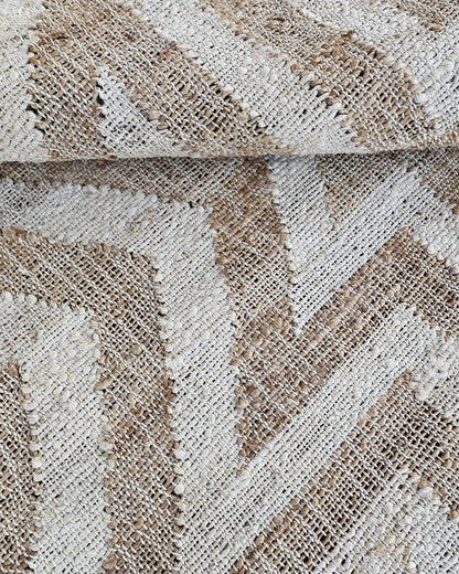 Handmade Beige & Ivory Jute Rug, Geometric Star Pattern Natural Fiber Area Rug, Neutral Boho Handwoven Carpet
