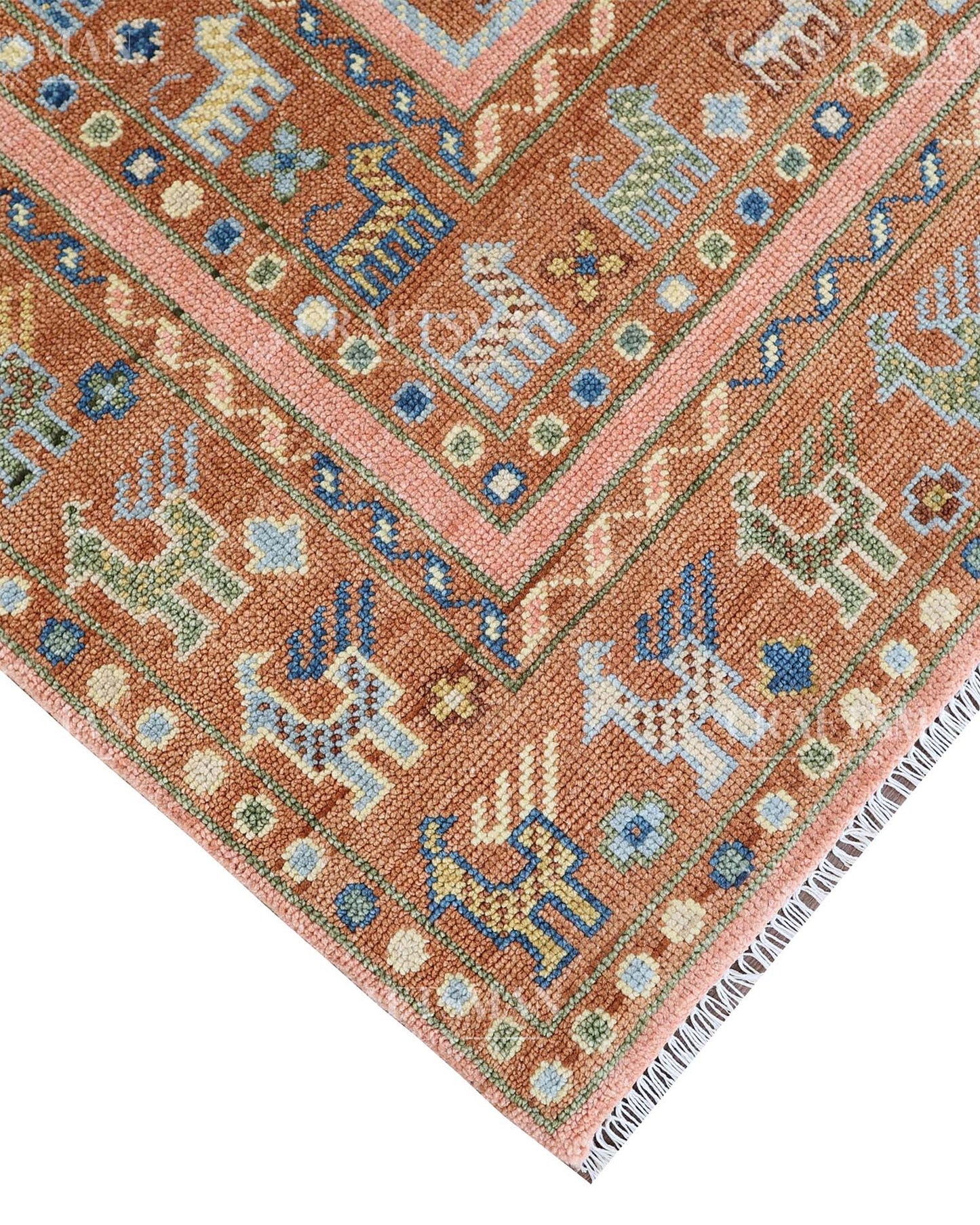 Korrin Wool Hand-Knotted Oushak-Inspired Rug
