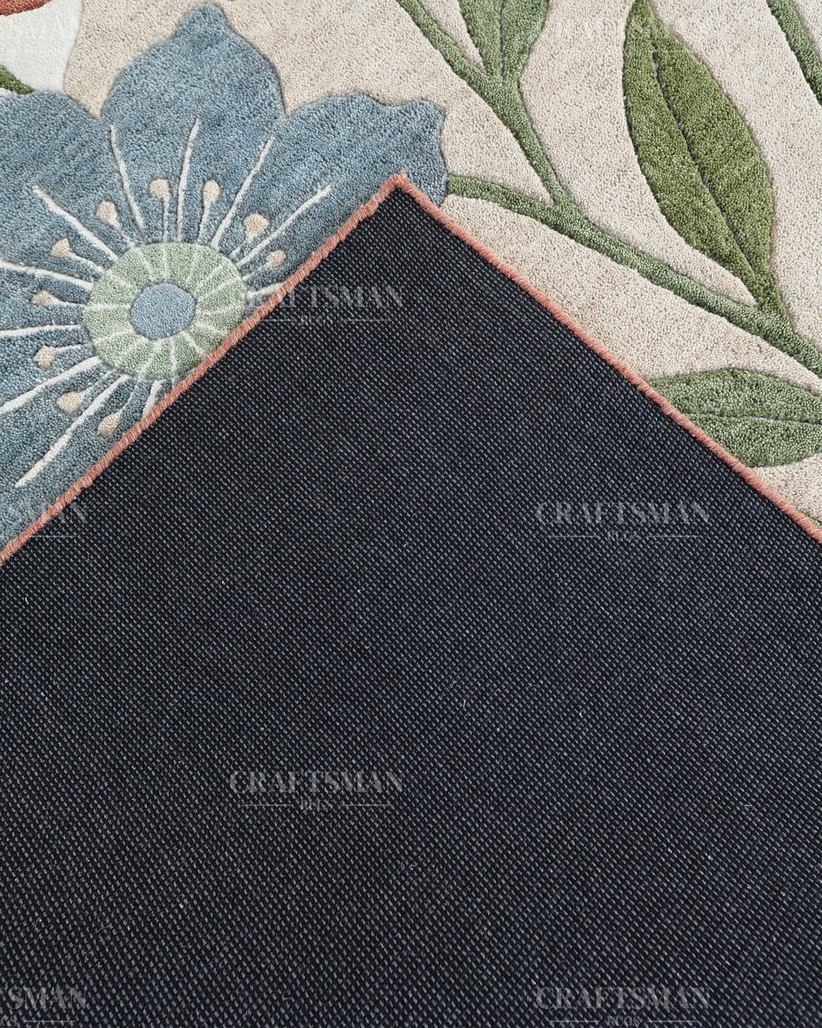Modern Botanical Floral Area Rug, Abstract Flower Pattern Carpet, Sage Green Terracotta Blue Rug, Contemporary Nature Inspired Home Decor