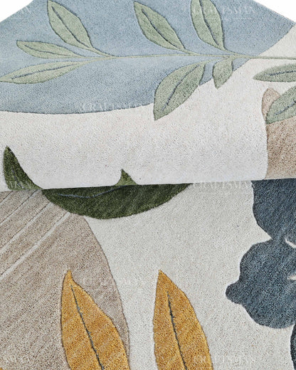 Modern Botanical Floral Area Rug, Abstract Flower Pattern Carpet, Sage Green Terracotta Blue Rug, Contemporary Nature Inspired Home Decor