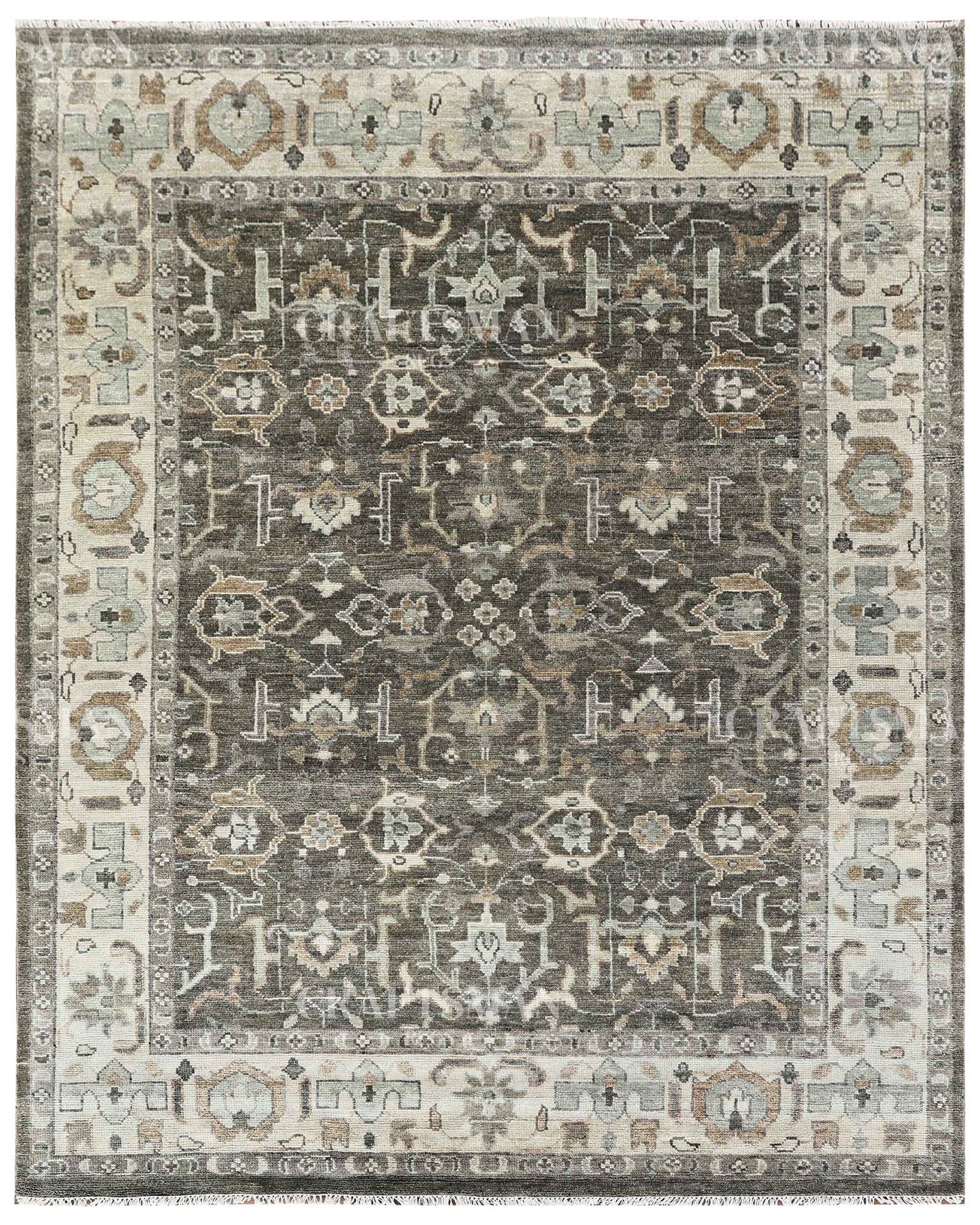 Terin Wool Hand-Knotted Oushak-Inspired Rug