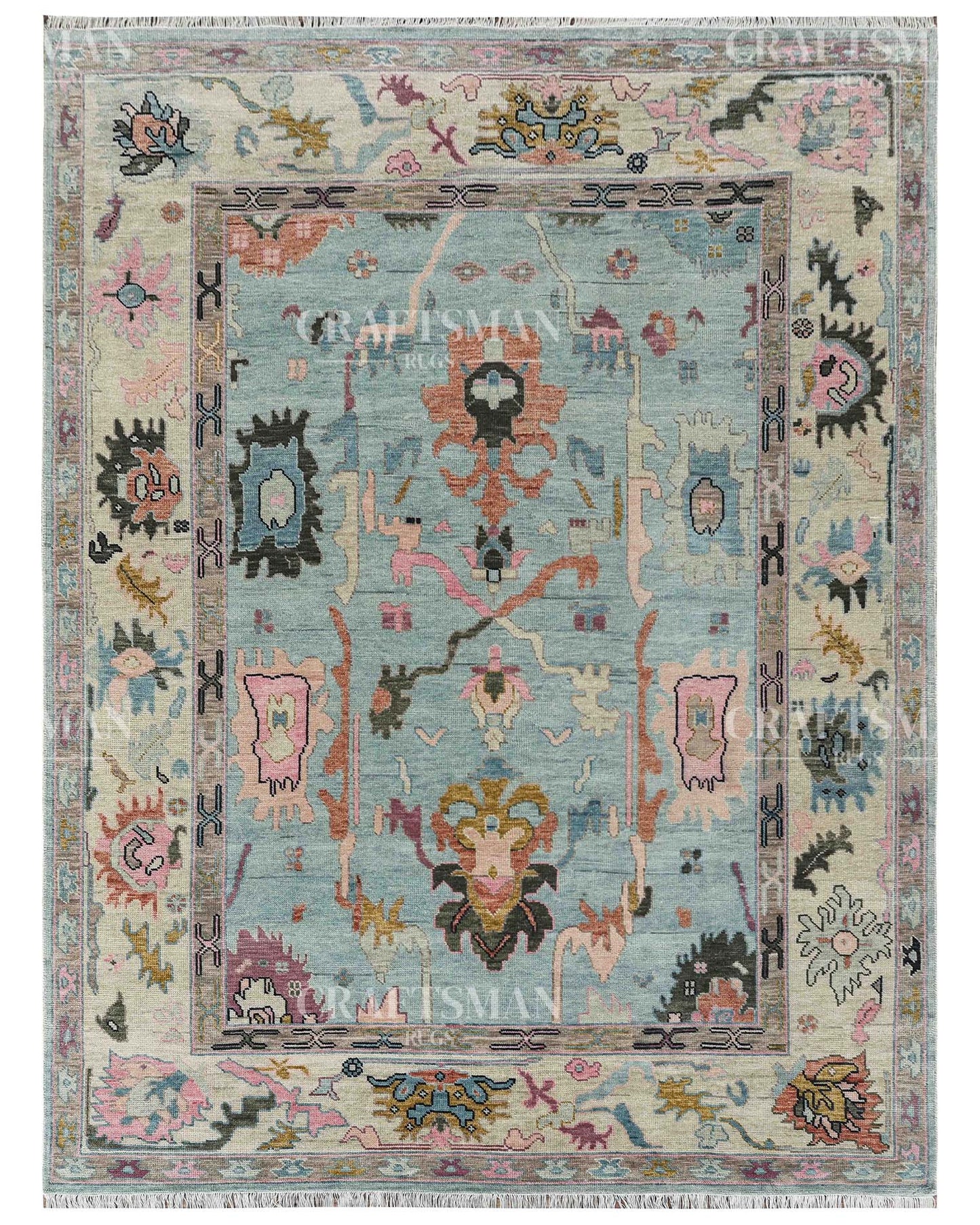 Savrin Wool Hand-Knotted Oushak-Inspired Rug