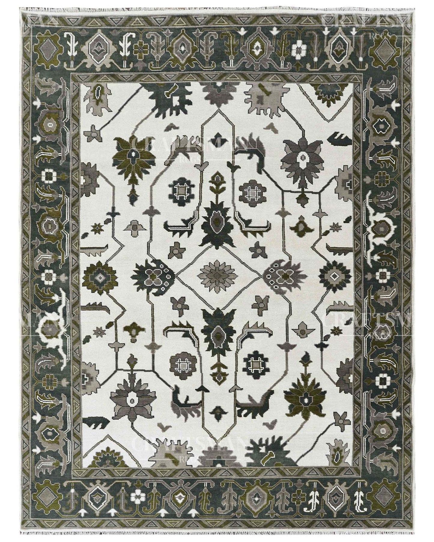 Alrin Wool Hand-Knotted Oushak-Inspired Rug