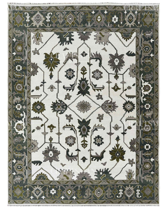 Alrin Wool Hand-Knotted Oushak-Inspired Rug