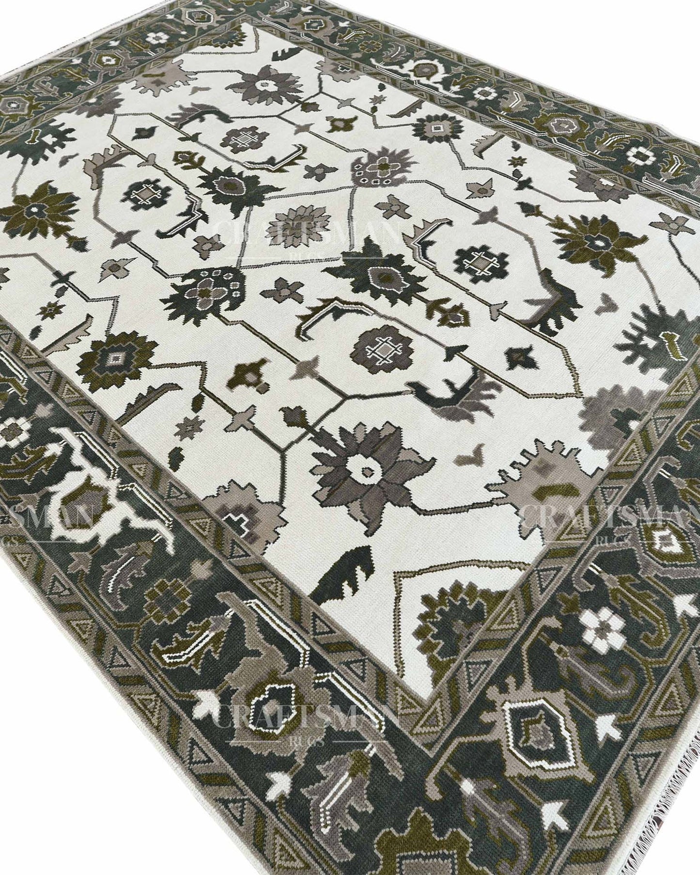 Alrin Wool Hand-Knotted Oushak-Inspired Rug