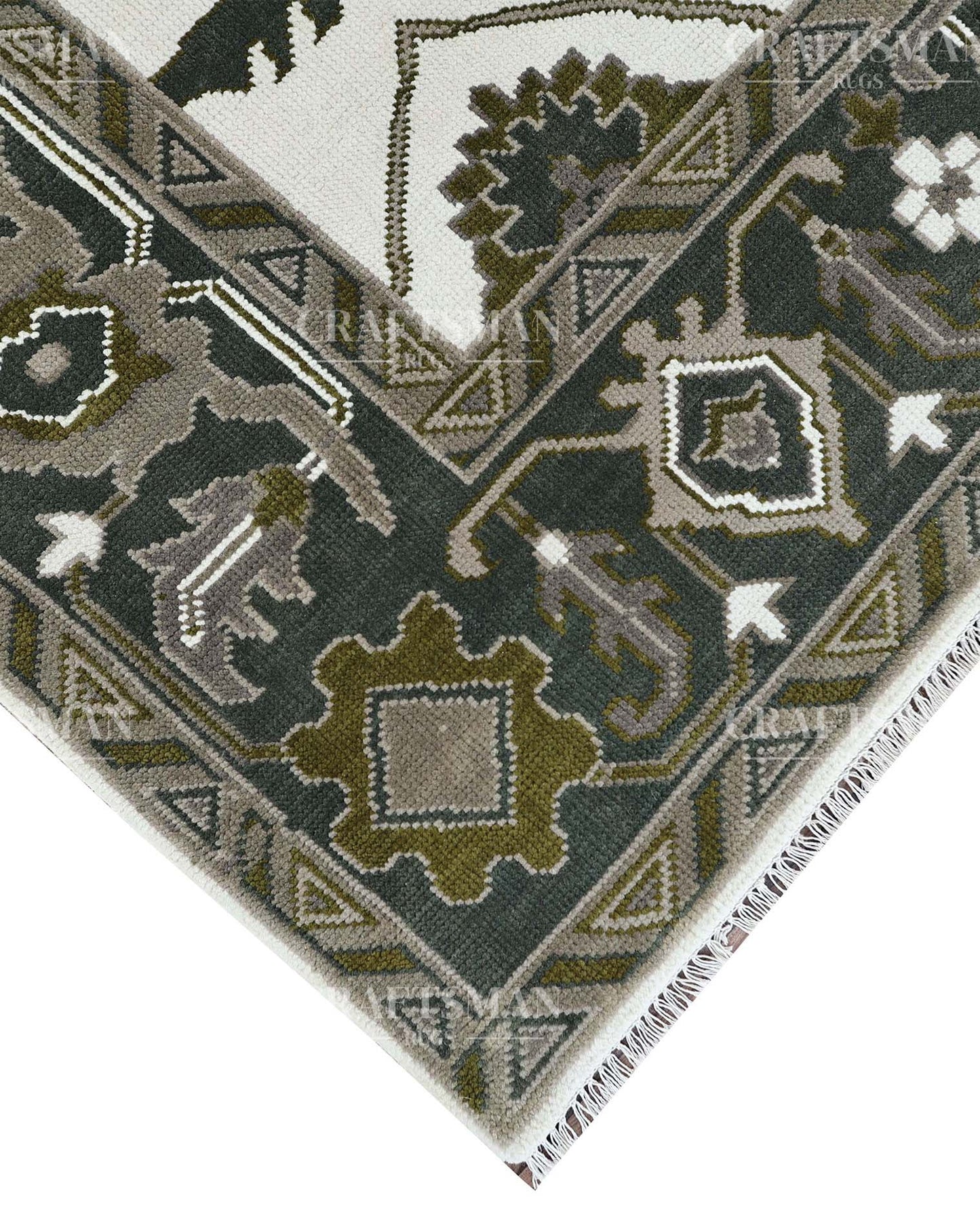 Alrin Wool Hand-Knotted Oushak-Inspired Rug