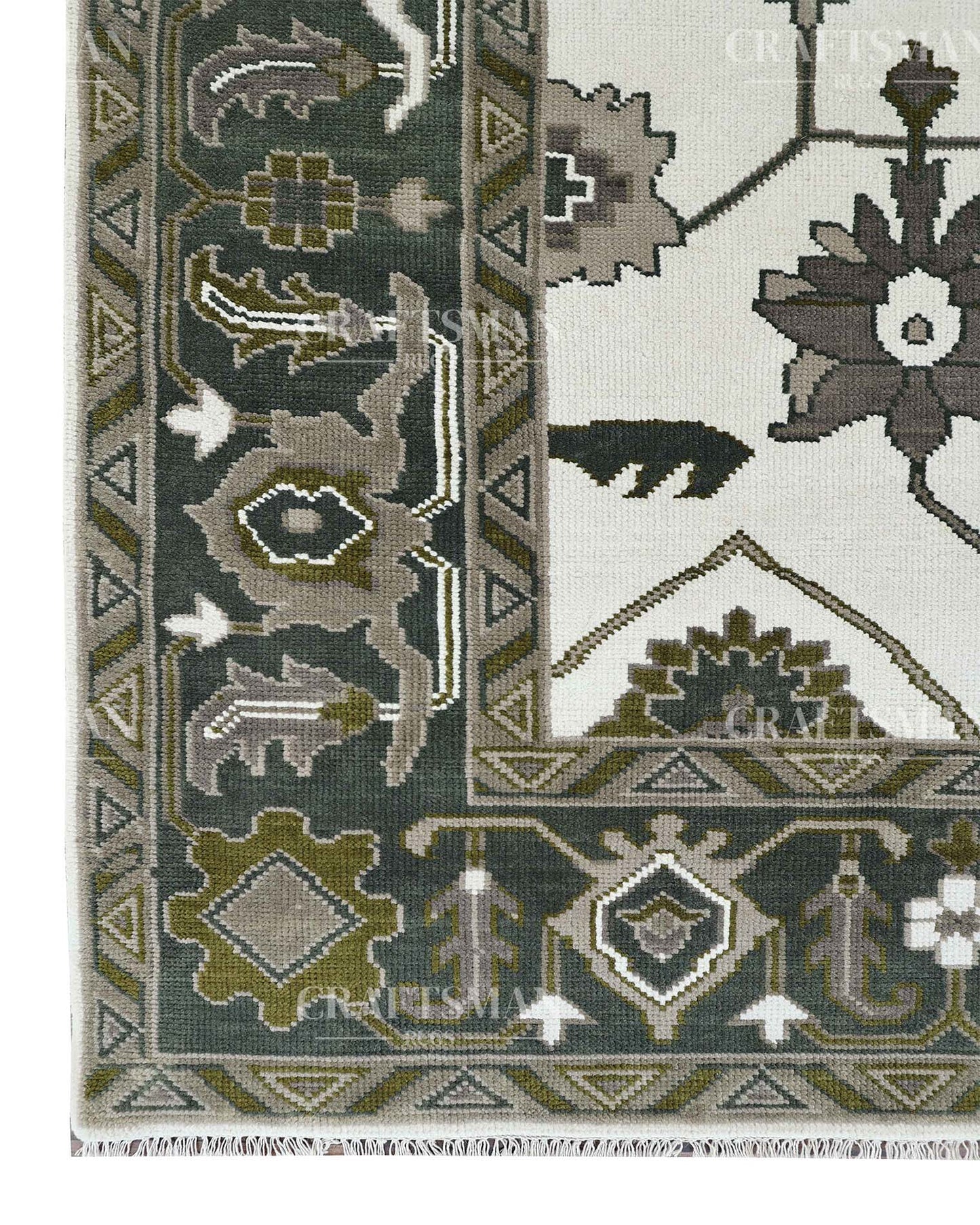 Alrin Wool Hand-Knotted Oushak-Inspired Rug