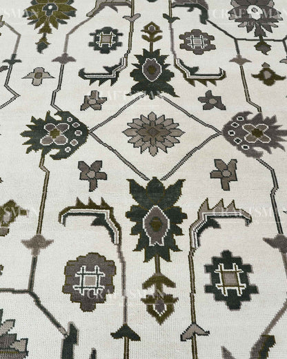 Alrin Wool Hand-Knotted Oushak-Inspired Rug