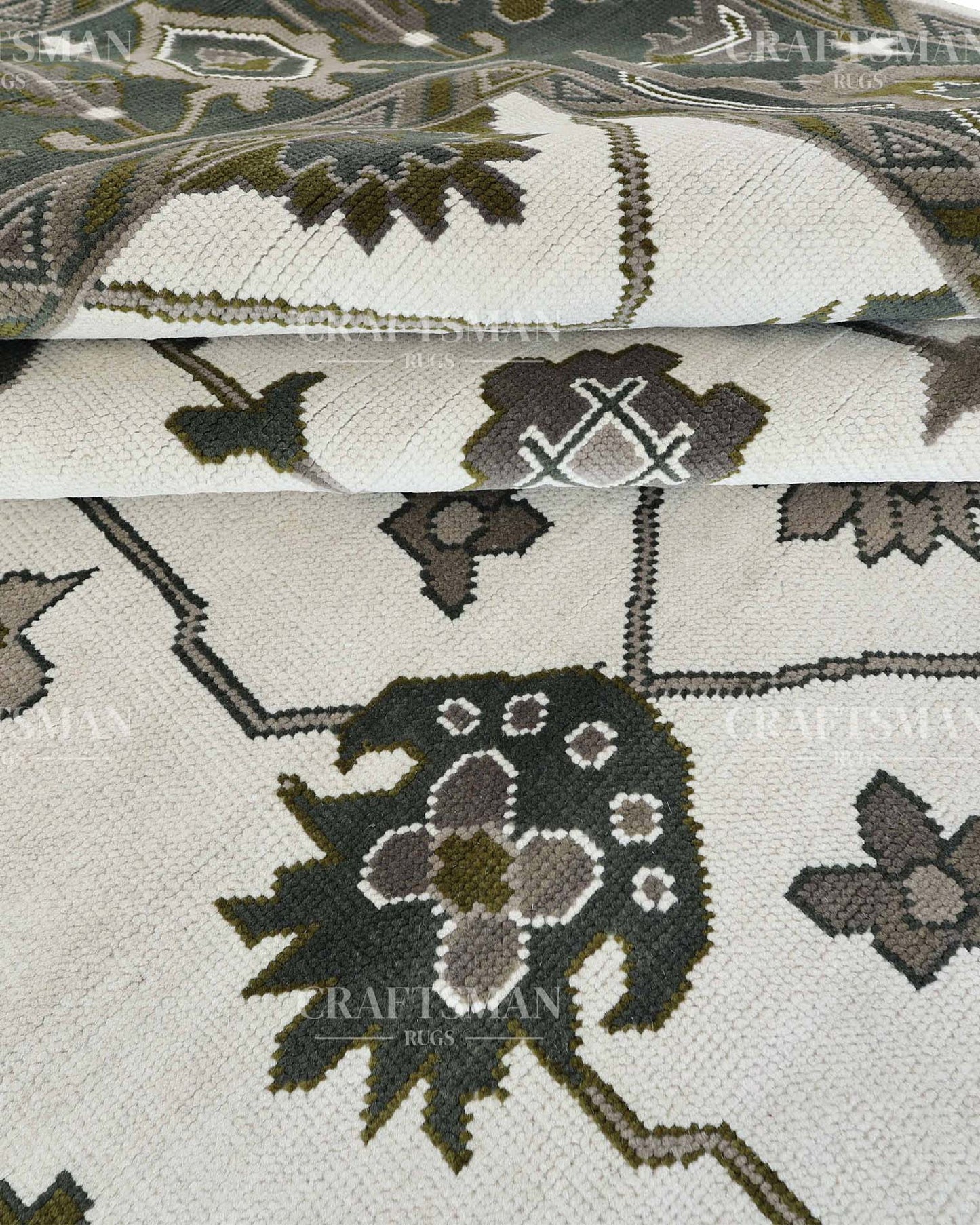 Alrin Wool Hand-Knotted Oushak-Inspired Rug