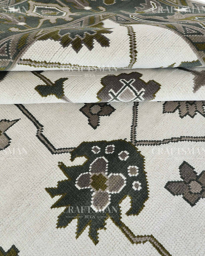 Alrin Wool Hand-Knotted Oushak-Inspired Rug