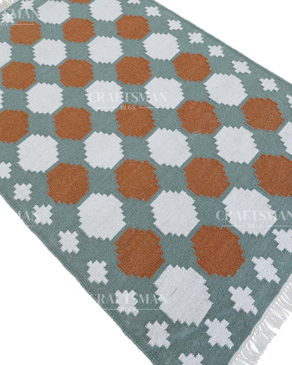 Latticea Wool Dhurrie Hand-Woven Flatweave Rug