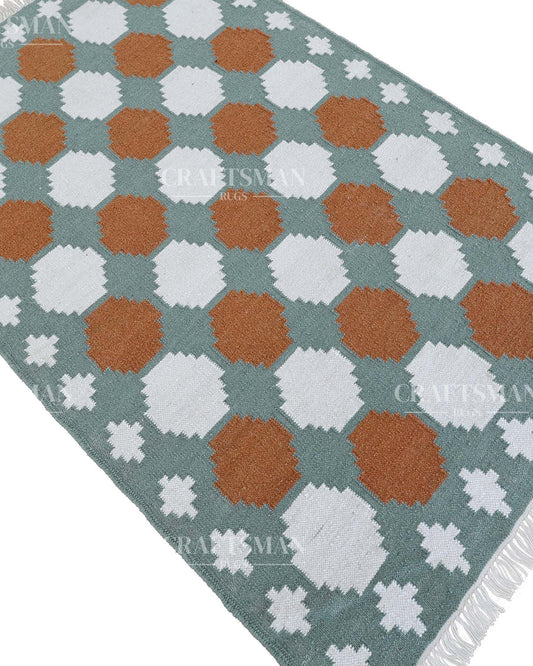Latticea Wool Dhurrie Hand-Woven Flatweave Rug