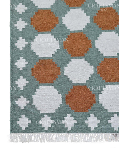 Latticea Wool Dhurrie Hand-Woven Flatweave Rug