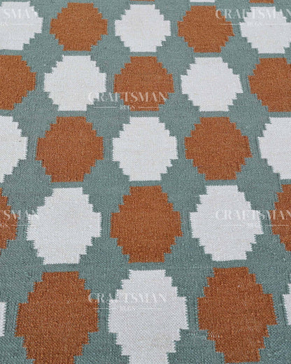 Latticea Wool Dhurrie Hand-Woven Flatweave Rug