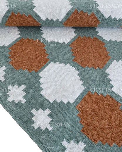 Latticea Wool Dhurrie Hand-Woven Flatweave Rug