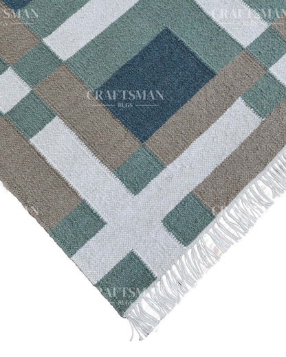 Mosaicra Wool Dhurrie Hand-Woven Flatweave Rug