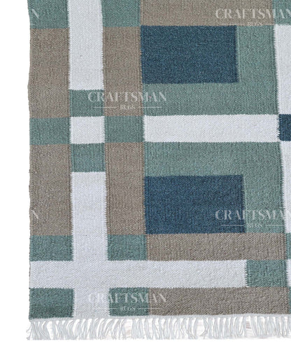 Mosaicra Wool Dhurrie Hand-Woven Flatweave Rug