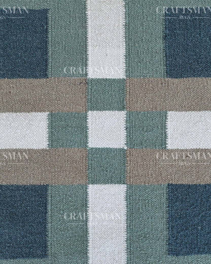 Mosaicra Wool Dhurrie Hand-Woven Flatweave Rug