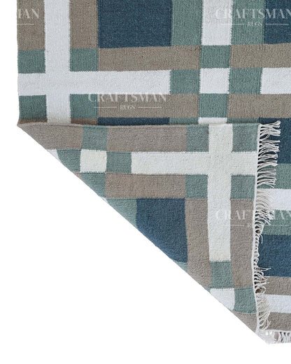 Mosaicra Wool Dhurrie Hand-Woven Flatweave Rug