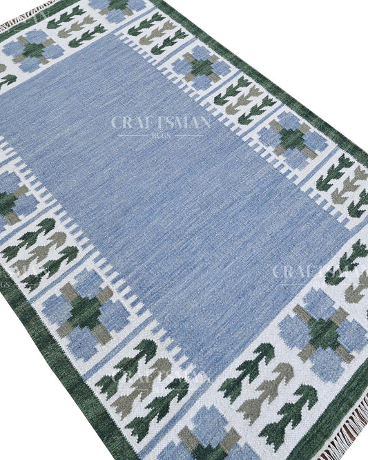 Gridora Wool Dhurrie Hand-Woven Flatweave Rug