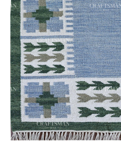 Gridora Wool Dhurrie Hand-Woven Flatweave Rug