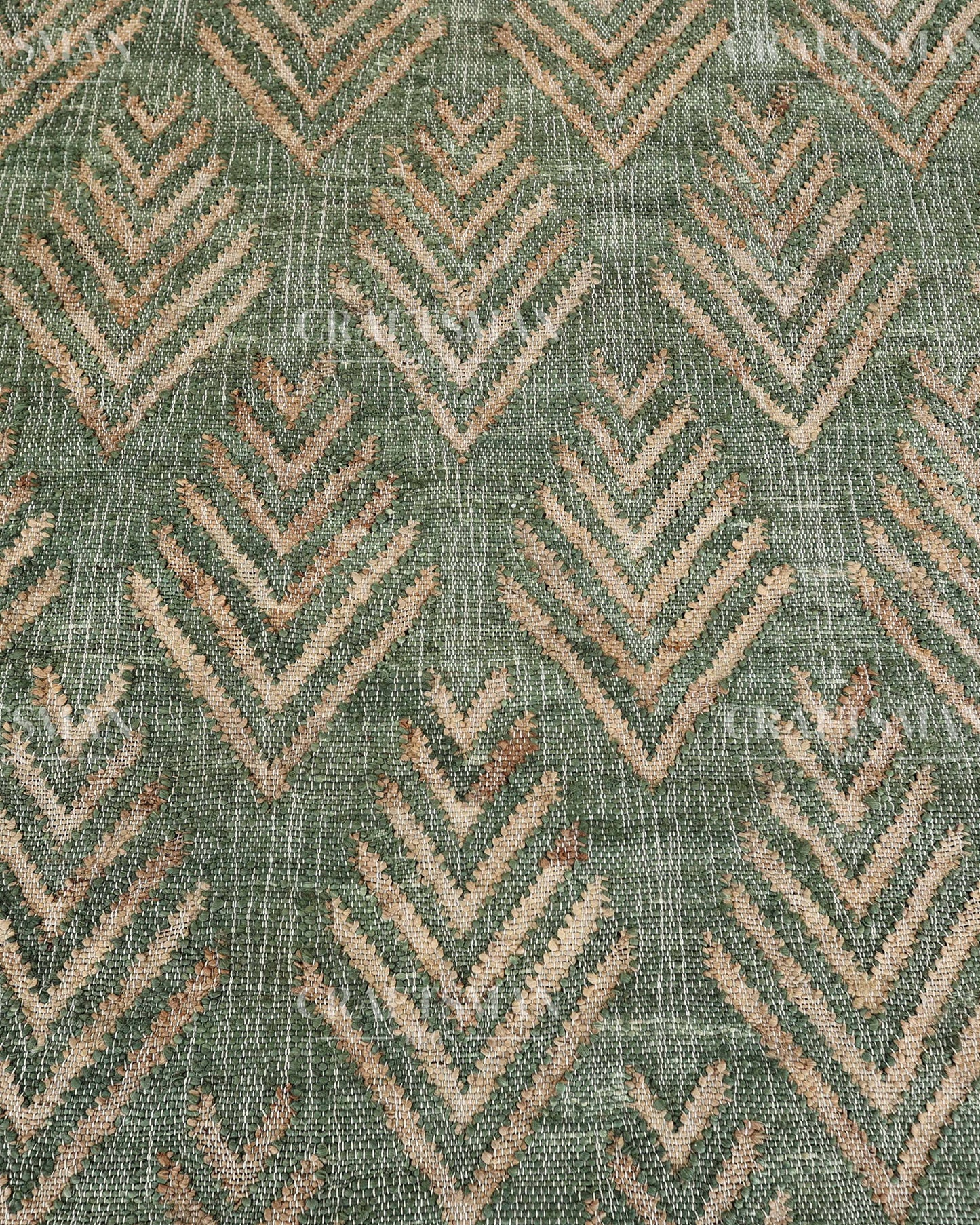 Sageleaf Jute Hand-Woven Natural Rug – Green Beige Geometric Boho Farmhouse Area Carpet with Fringe