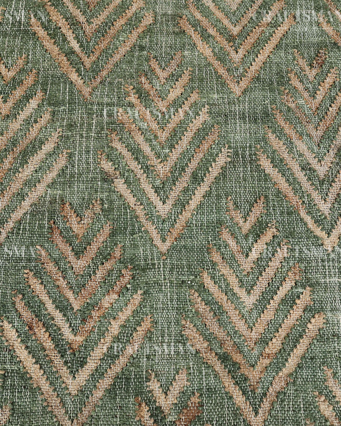 Sageleaf Jute Hand-Woven Natural Rug – Green Beige Geometric Boho Farmhouse Area Carpet with Fringe