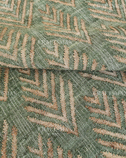 Sageleaf Jute Hand-Woven Natural Rug – Green Beige Geometric Boho Farmhouse Area Carpet with Fringe