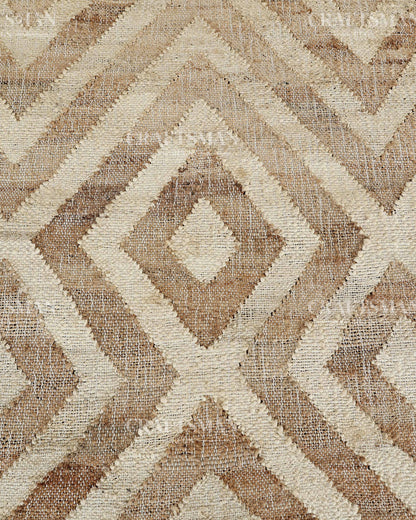 Sanddiamond Jute Hand-Woven Natural Rug – Beige Ivory Geometric Boho Farmhouse Area Carpet with Fringe
