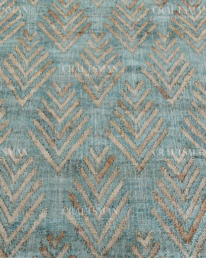 Oceanleaf Jute Hand-Woven Natural Rug – Aqua Beige Geometric Boho Farmhouse Area Carpet with Fringe