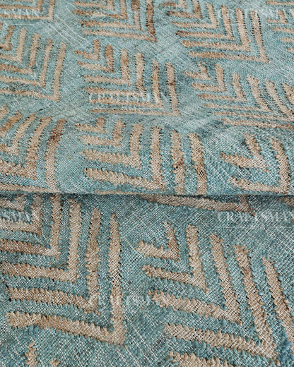 Oceanleaf Jute Hand-Woven Natural Rug – Aqua Beige Geometric Boho Farmhouse Area Carpet with Fringe