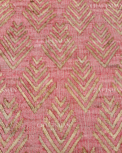 Roseleaf Jute Hand-Woven Natural Rug – Pink Beige Geometric Boho Farmhouse Area Carpet with Fringe