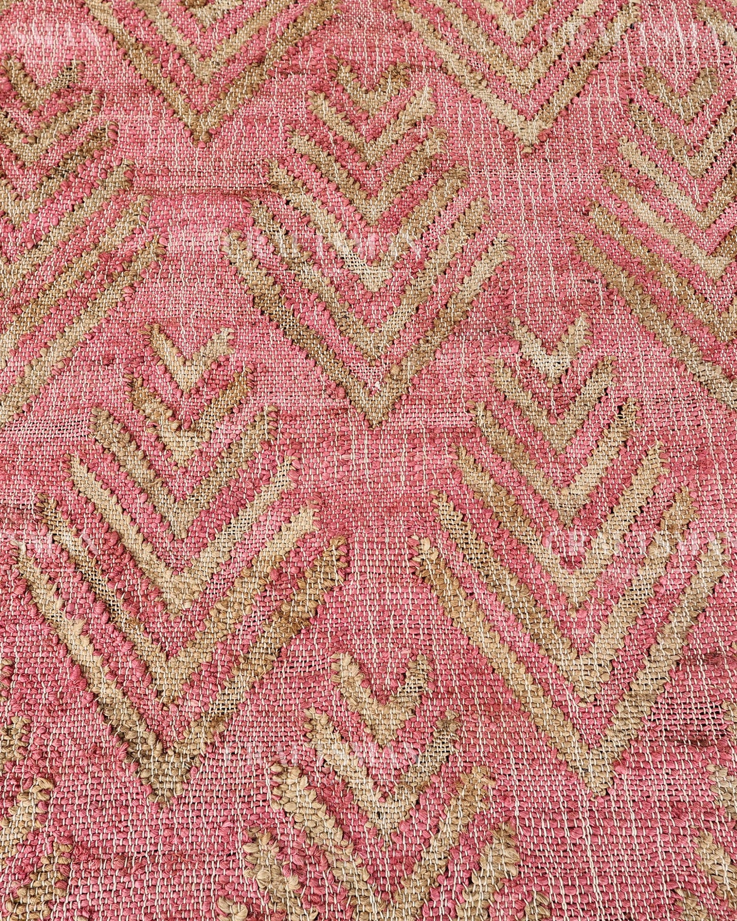 Roseleaf Jute Hand-Woven Natural Rug – Pink Beige Geometric Boho Farmhouse Area Carpet with Fringe